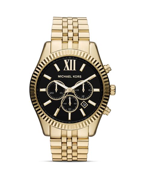 michael kors men's lexington gold tone chronograph watch|oversized lexington two tone watch.